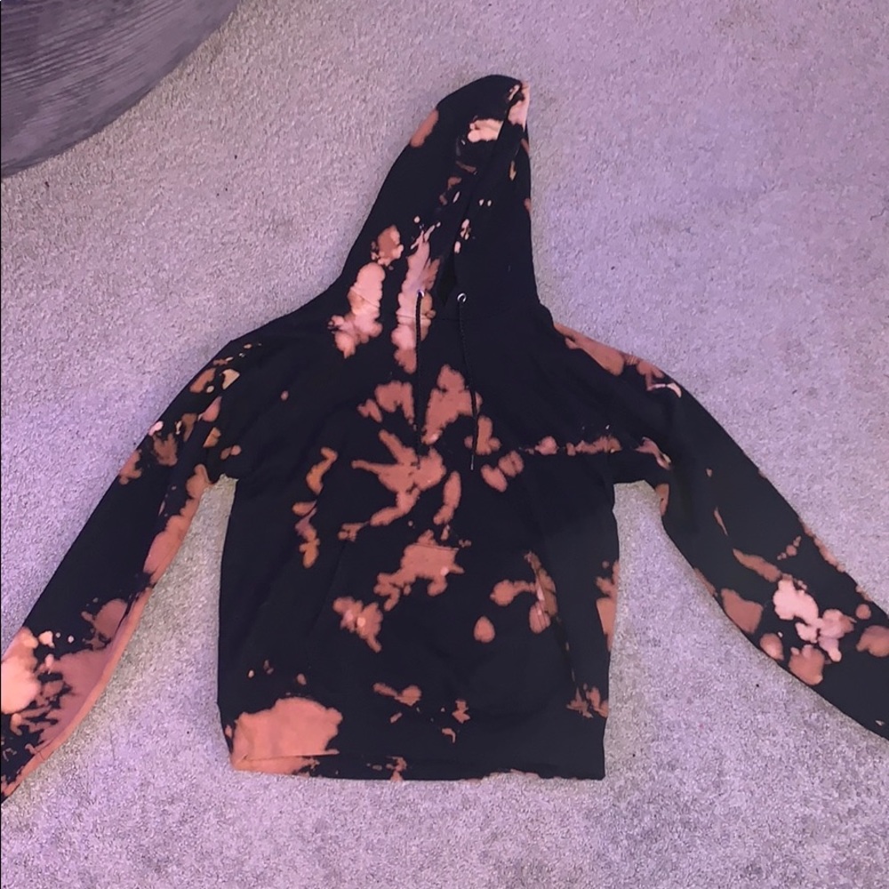 bleach tie dye black hoodie